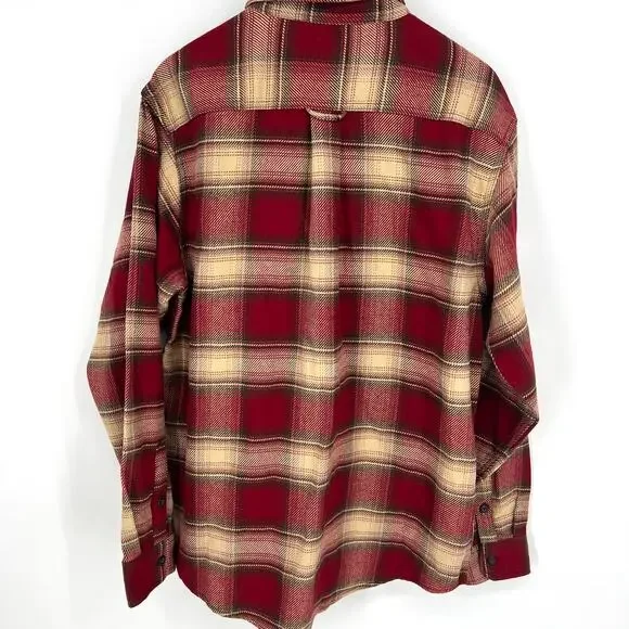 ORVIS Red and Tan Plaid Flannel Shacket Shirt Size Large - Picture 4 of 11